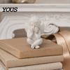 Matte Finish Angel Little Statue, Small Cherub Angle Sculpture, 3D Printed Holding Face Durable Ornament Figurine for Shelf, Home, Office Desk,