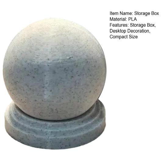 Yousheng Storage Box Compact Spherical Design Portable with Imitation Stone Texture 3D Printed Organizer for Desk And Entryway