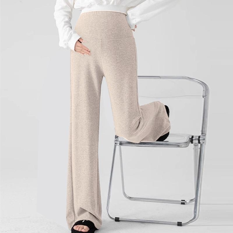 Maternity glutinous rice pants spring, autumn and winter outer wear wide legs loose large size casual fashion leggings velvet thickened warm