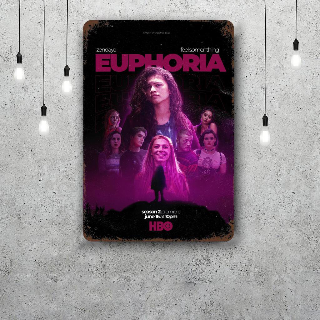 euphoria TV drama Decor Poster Vintage Tin Sign Metal Sign Decorative Plaque for Pub Bar Man Cave Club Wall Decoration