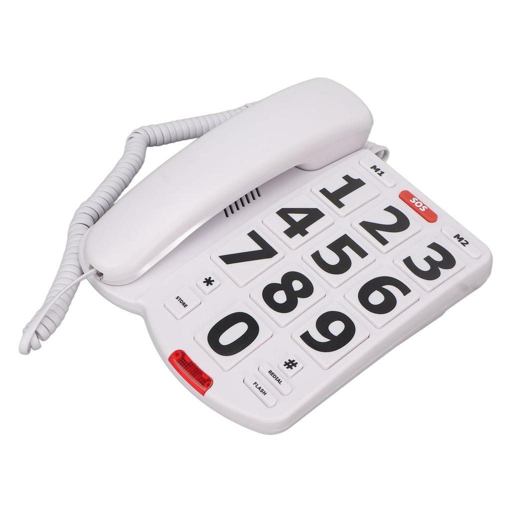 Big Button Phone Simple Classic Adjustable Volume Home Landline Phones for Seniors White