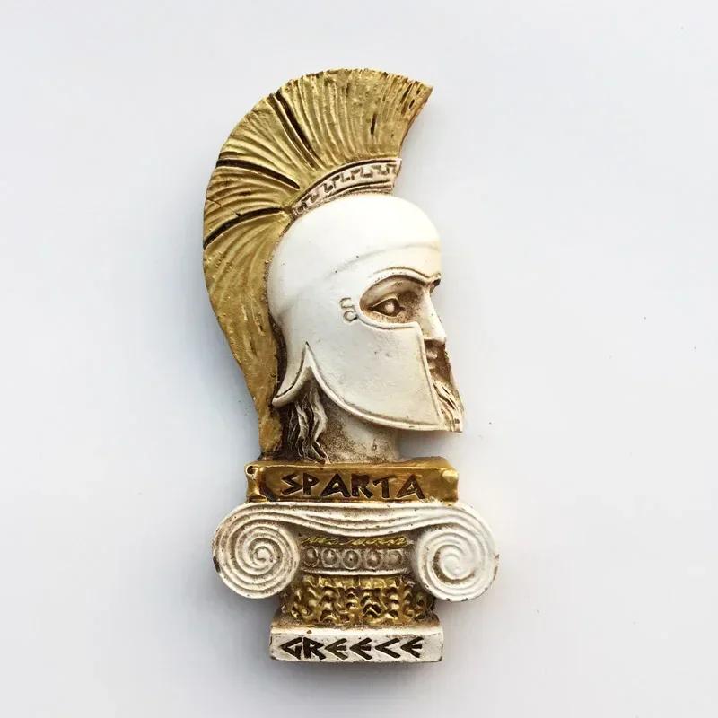 Griechische Touristen-Souvenirs Kühlschrankmagnet Griechenland Flagge Samurai Spartanischer Helm Handbemalung Magnetische Kühlschrankaufkleber Geschenkideen