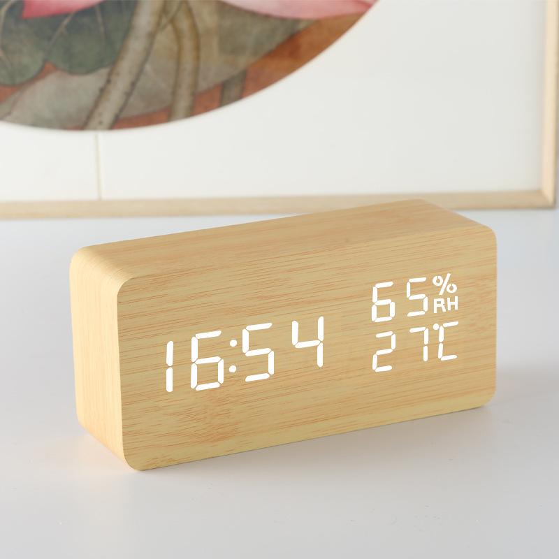 Smart Voice-Controlled LED Wooden Clock with Temperature & Humidity Display