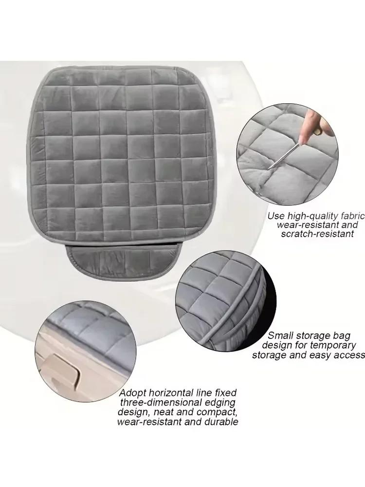1pc New single piece backless plush car seat cushion for all seasons, non-slip and free of binding - square