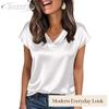 JPNTKY Damenmode Lässige Kurzarm V-Ausschnitt Blusen & Hemden
