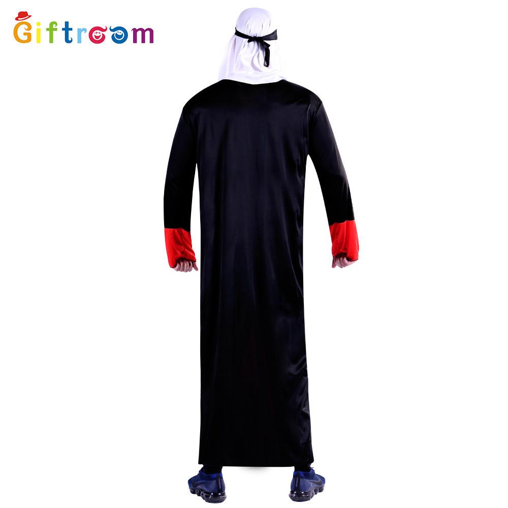Elegant Arabian Prince Costume For Men Red And Black Polyester Fabric Ideal For Halloween Parties