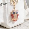 Decorative Owl Keychain Pendant 3D Cartoon Design Sparkling Rhinestones Inlaid