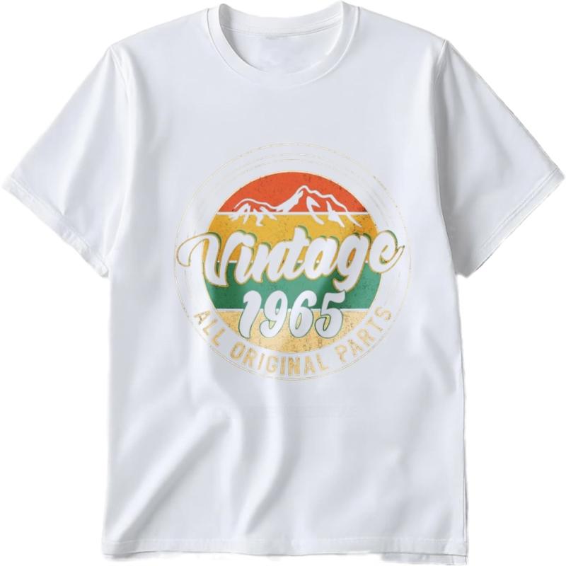 Black summer Boys t shirt Vintage 1965 All Original Parts Short Sleeve Solid Color O Neck tops men cotton tshirt fashion tops