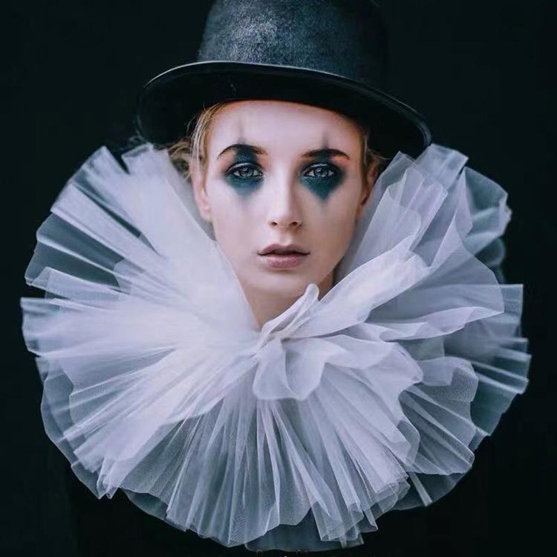 Tulle Bridal Wedding Mesh Puffy Fake Collar Temperament Pleated Girls Scarf Fluffy Ruffled Collar Neck Ruff for Costume Party