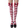 Festival-Schleifenakzent Gestreifte Lange Socken für Damen Weihnachtsfeiern Cosplay Oberschenkelhoch Über dem Knie Strümpfe Strumpfwaren