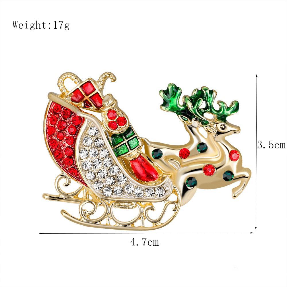 Fashion Christmas Brooch Christmas Tree Shoes Old Man Elk Wreath Snowflake Bell Pin Female