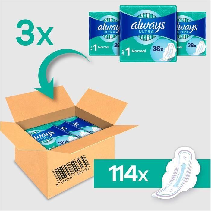 Serviettes hygiéniques - Always - Ultra Normal Taille 1 - Ailettes - Ultra absorbantes - Anti-fuites