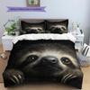 Black Sloth Pattern Bedding Home Decoration Birthday Gift (1 * Duvet Cover + 2 * Pillowcase, Without Core)