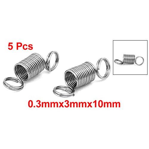 uxcell 5-Piece 1cm Tension Springs, 0.3mm Wire Diameter, 3mm Outer Diameter, 304 Stainless Steel, for Toys, Plastic Models, DIY