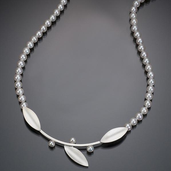 Rongyu 925 Sterling Silver Leaf & Pearl Jewelry Set – Earrings & Necklace, European & American Style, Popular Christmas Gift