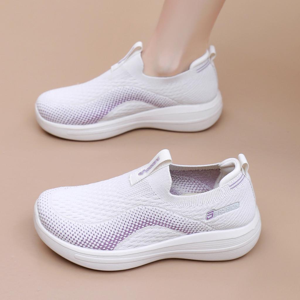 Women's shoes spring and autumn new single shoes soft bottom one foot stirrup casual non-slip wear flyknit breathable comfortable shoes