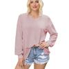 Women's Knit Top, Fashionable Long Sleeve Casual Shirt, V-neck Loose T-shirt