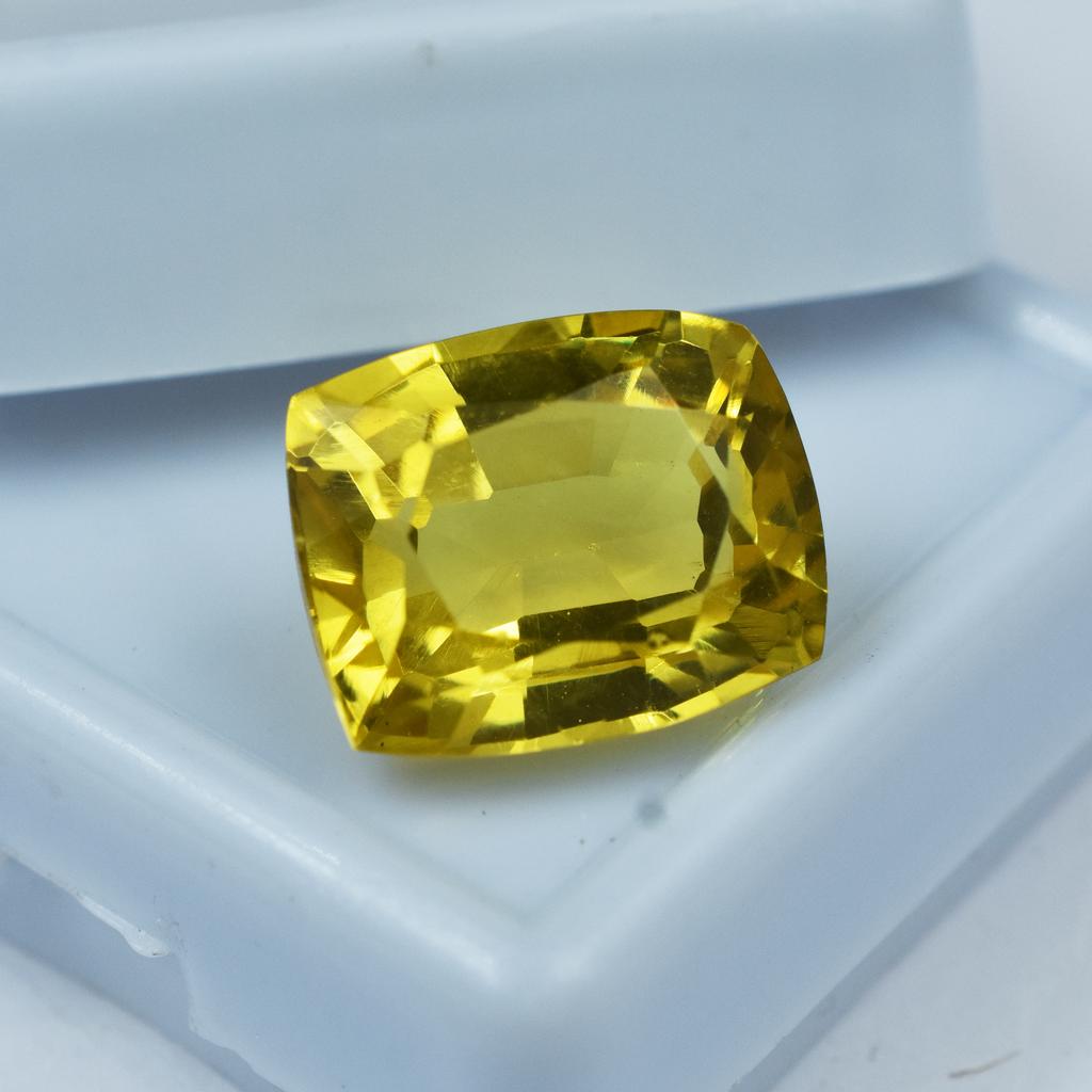 Yellow Sapphire Gem 11.10 Ct CERTIFIED Cushion Cut Natural Loose Gemstone