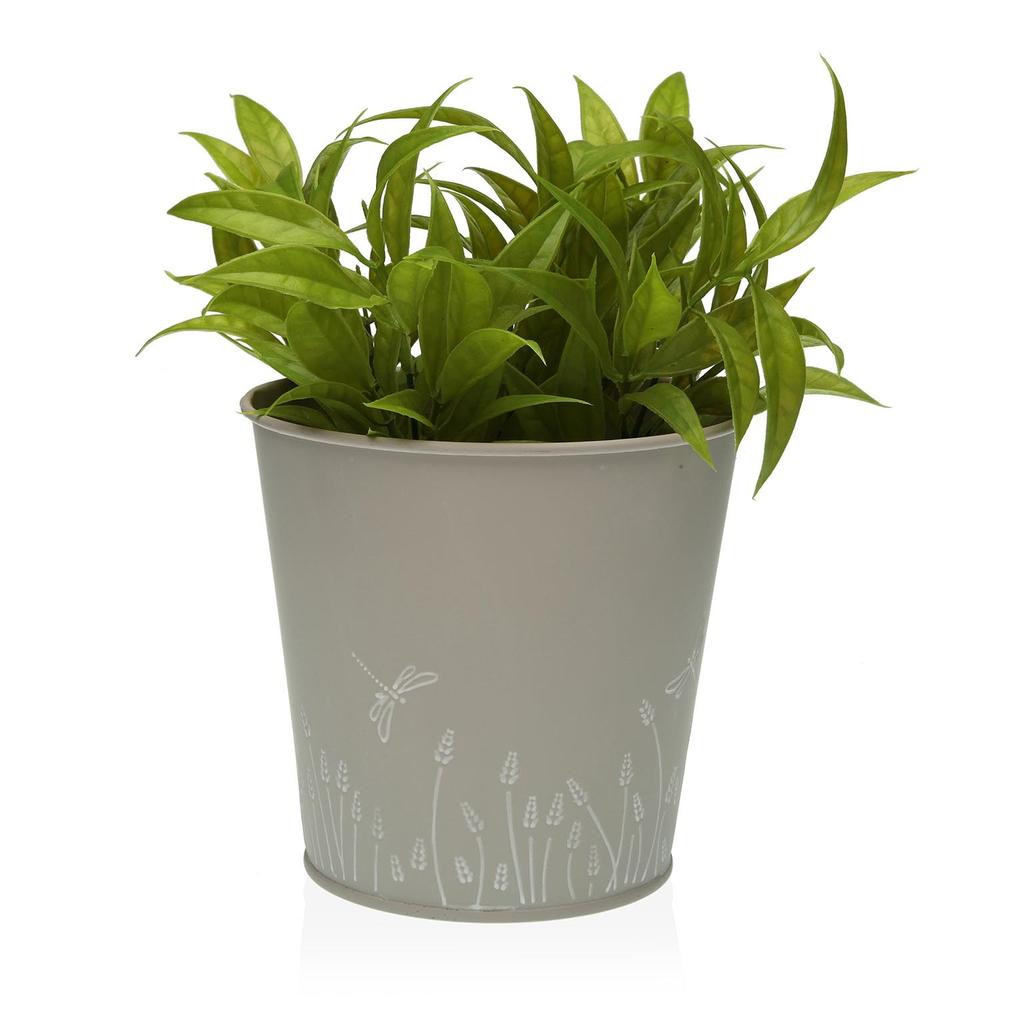 Round Zinc Pot M Grey