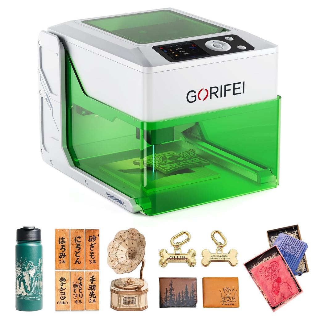 GORIFEI F1 5W Laser Engraver with LCD for WiFi Personalized Gifts Screen, Wood, Glass, Leather, Acrylic, Connectivity, Beginner-Friendly, DIY, Hand...