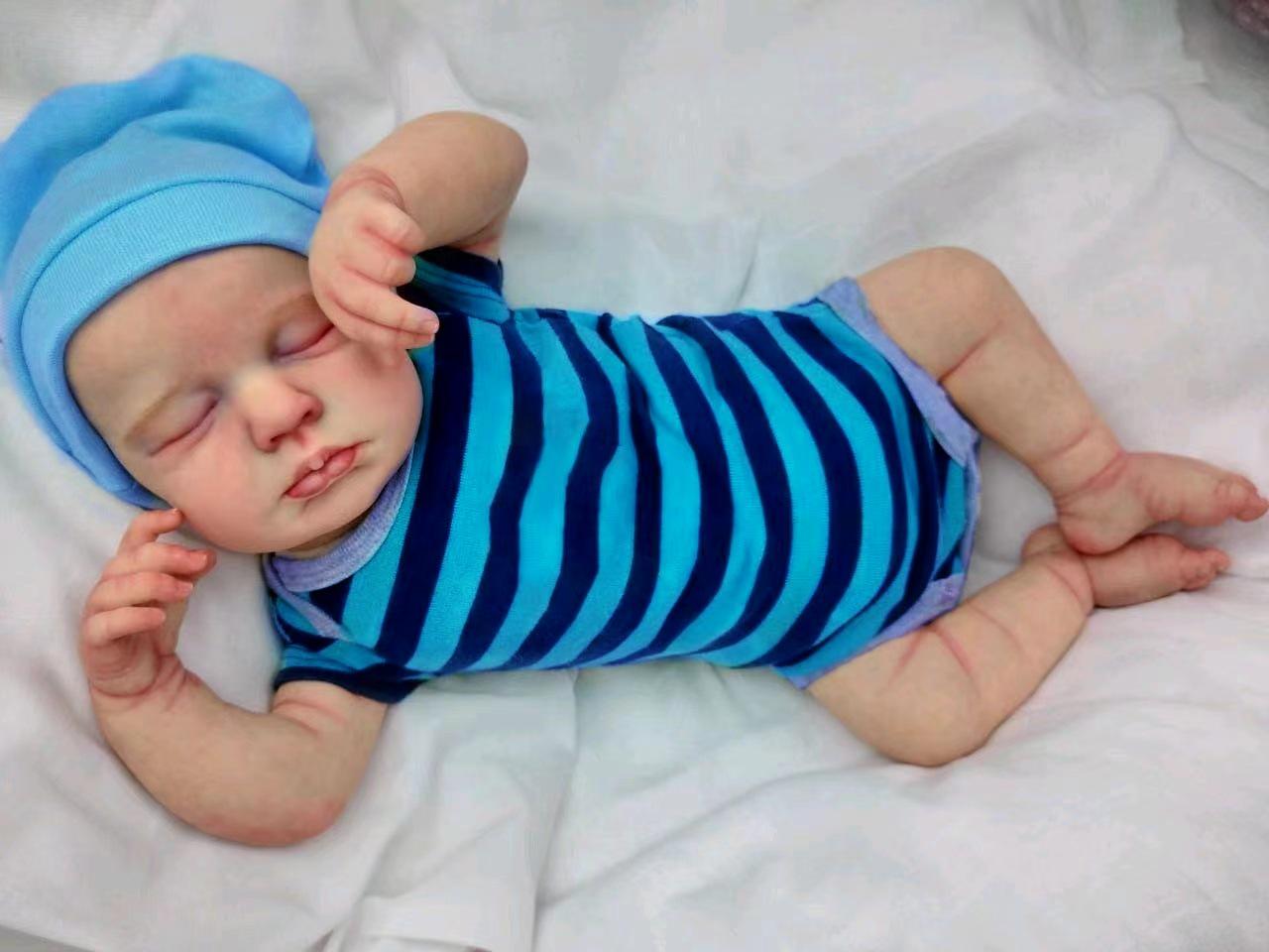 49cm Cloth Body Loulou Reborn Doll Simulation Full Silicone Boy