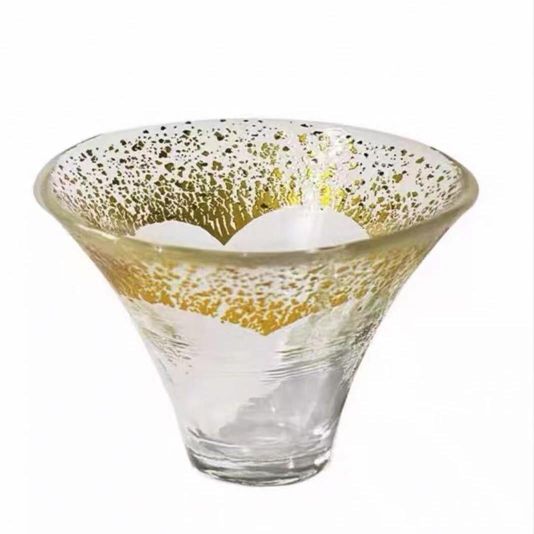 Japanese Mount Fuji Sake Glass Cup Sasaki Household Tea Cup Soju Cocktail Gold Foil Glasses Teaware Drinkware Gift for Friends 65ml прозрачный
