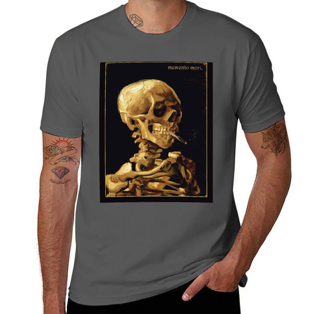 Memento Mori - Darkacademia T-Shirt Anime T-Shirts Oversize T-Shirts Baumwolle 100% T-Shirt Mann Luxus T-Shirt
