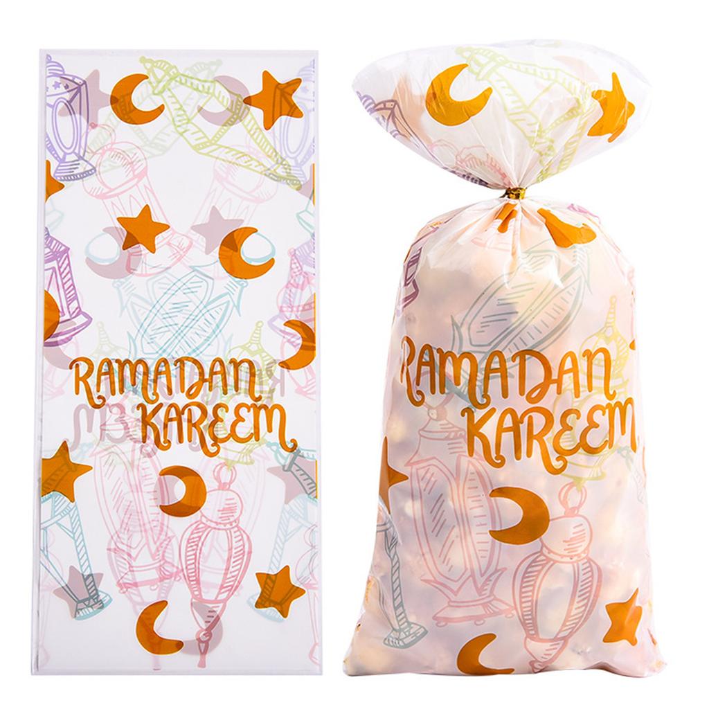 50Pcs Ramadan Kareem Gift Bags Eid Mubarak Candy Cookie Bag 2024 Islamic Muslim Party Supplies Eid Gift Packaging Pouch