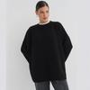2025 European American Plus Size Grey Knit Sweater - Solid Color, Round Neck Loose Fit for Autumn/Winter