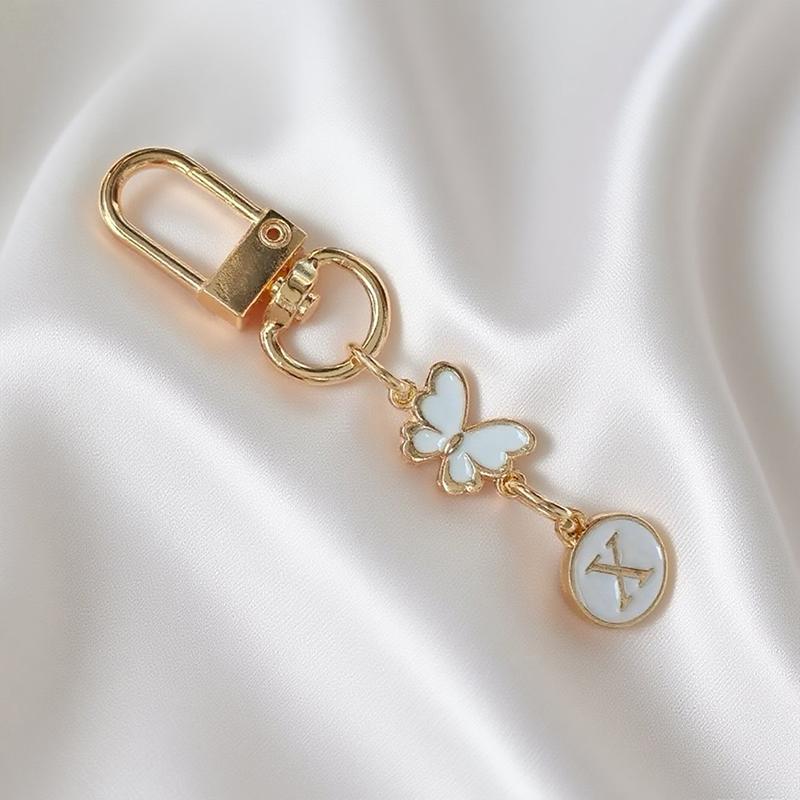 

Металлический брелок для ключей в виде бабочки с буквой A-Z 26 букв Брелок-подвеска Держатели для ключей от машины Подвеска для сумки Аксессуары Ювелирный подарок X