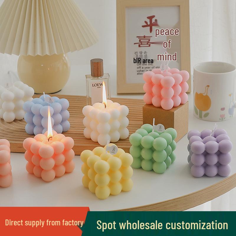 Handmade High-End Scented Cube Candle – Ideal for Atmosphere, Decor, Gifts, and Photography Props