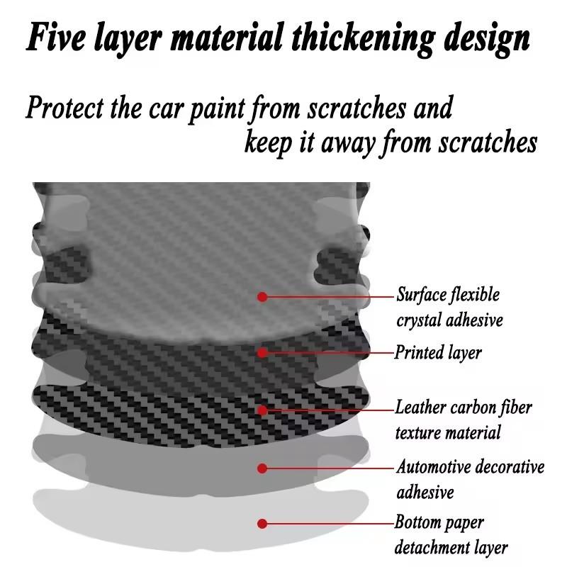 8PCS Carbon Fiber Pattern Car Door Bowl Protective Stickers Door Handle Anti-Scratch Stickers Drop Glue Anti-Collision Strips Pa