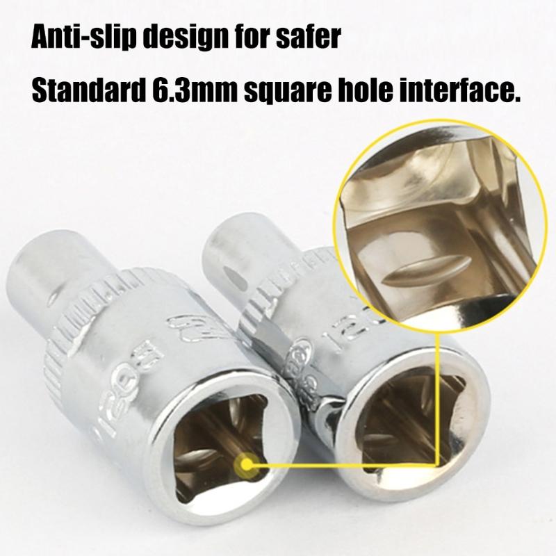 6Pcs Multipurpose Hex Socket 1/4Inch Socket Set With Ratchets Compatibility Professional Heavy Duty Steel Construction