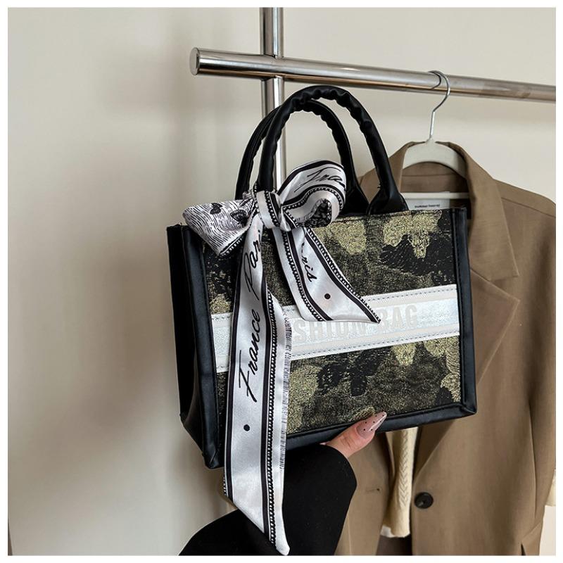 

Commuter large-capacity letter tote bag, new casual versatile silk scarf, bow, tote bag.