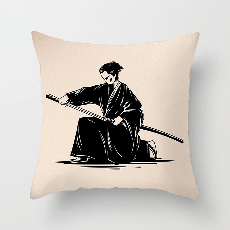 Japanese Ninja Character Digital Single-sided Printing Sofa Pillow Cushion Cover Home