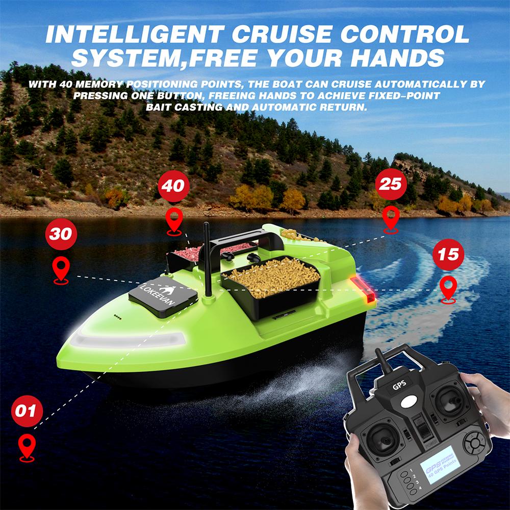GPS Köderboot Lokeevan V020 12000mAh Akku Doppelmotor 3 Behälter 2KG Traglast 500M Fernbedienung