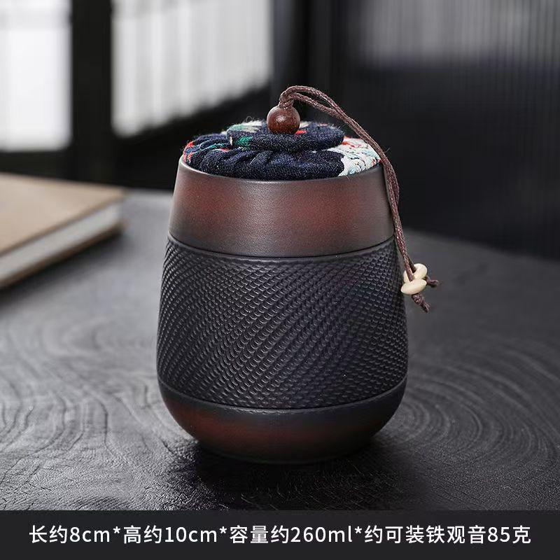 

Purple pottery tea jar handmade jumping knife bee jar household ceramic Pu er tea awakening tea boxes retro storage can