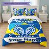 Warrington Wolves FC Custom Name Text Bedding Set 1 Duvet Cover+2 Pillowcases Soccer Logo Personalized Gift For Special Occasion Bedroom Decor