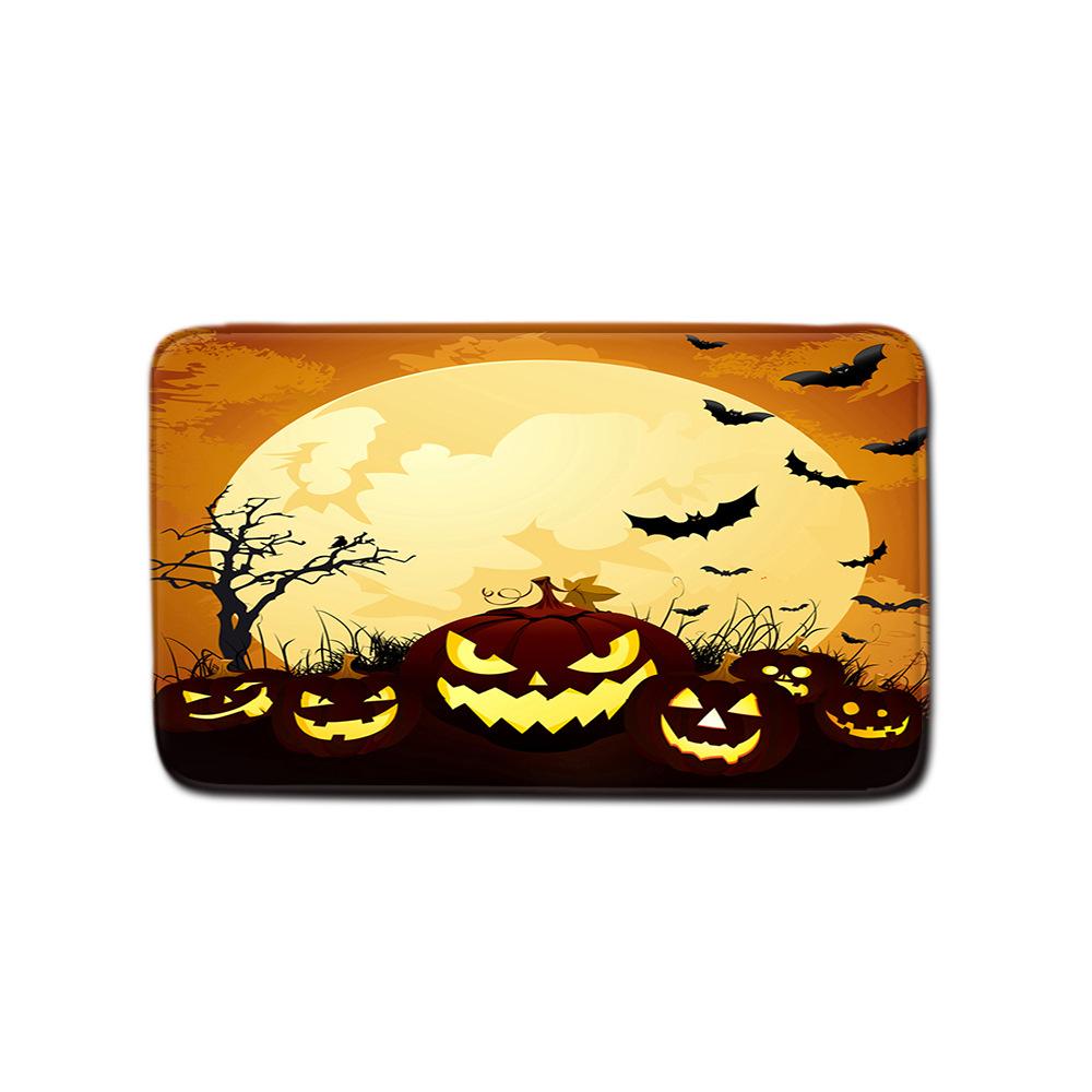 Halloween Shower Curtain Floor Mat Combination Four-Piece Set Bathroom Toilet Carpet Door Mat