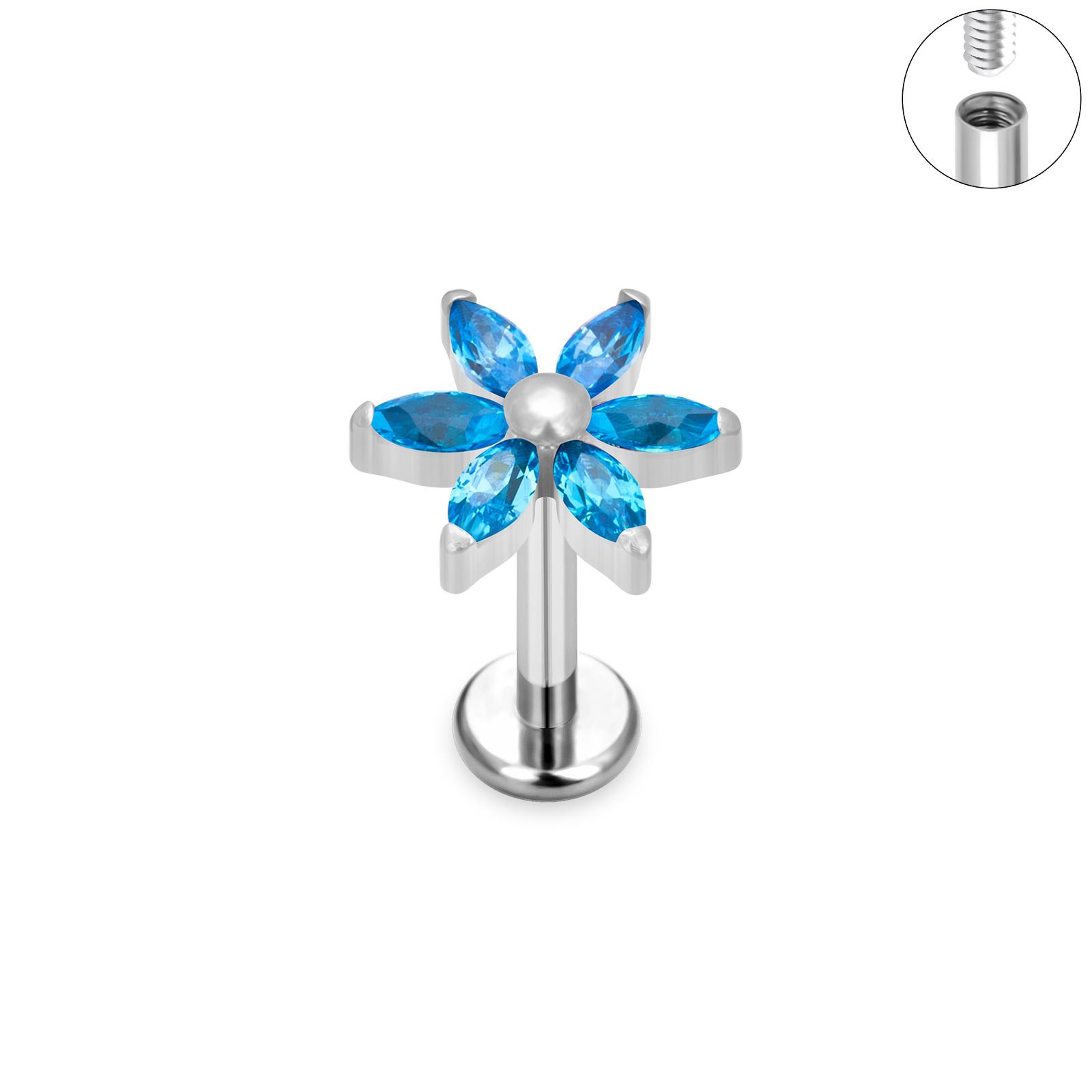 

G23 Титановые серьги-гвоздики с узором из цветов и листьев, украшенные фианитами, лабрет, гвоздик для губ, хрящ козелка, серьги-ракушки, ювелирные изделия 1.2X8mm