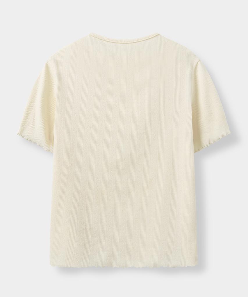Yujen Small Logo Punched Short Sleeve T-Shirt_Ivory
