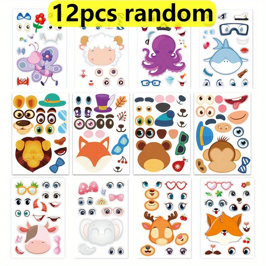 

12/24pcs Make a face Stickers, Make Your Own Animal Mix and Match Sticker Sheets with Safaris, Sea and Fantasy Animals JXB