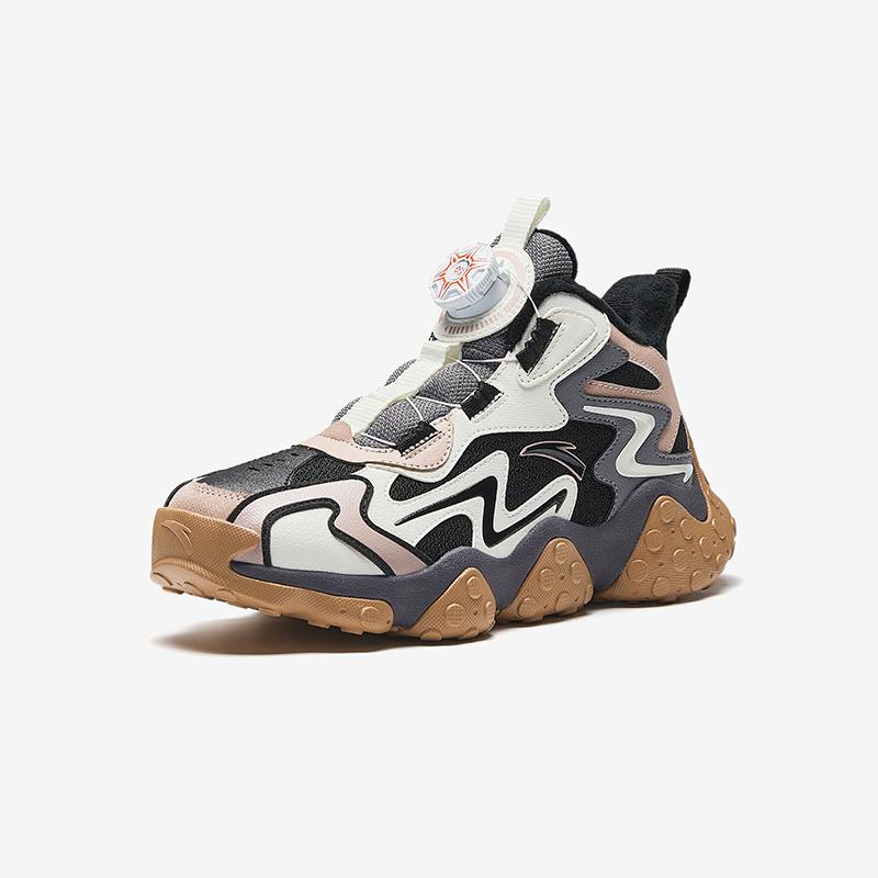 Anta Kids Panstone Trendy Fashion Thickened Warm Non-Slip Durable Mid-Top Casual Shoes Kids Casual Shoes Black White Brown A12446922-1