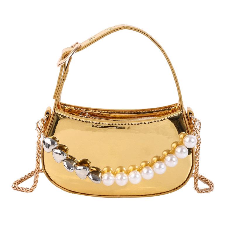 

New Design Female Shoulder Bag High Quality Sliver Gold Patent Color Female Cross Body Bag Party Wedding Small Handbag for Women золотой