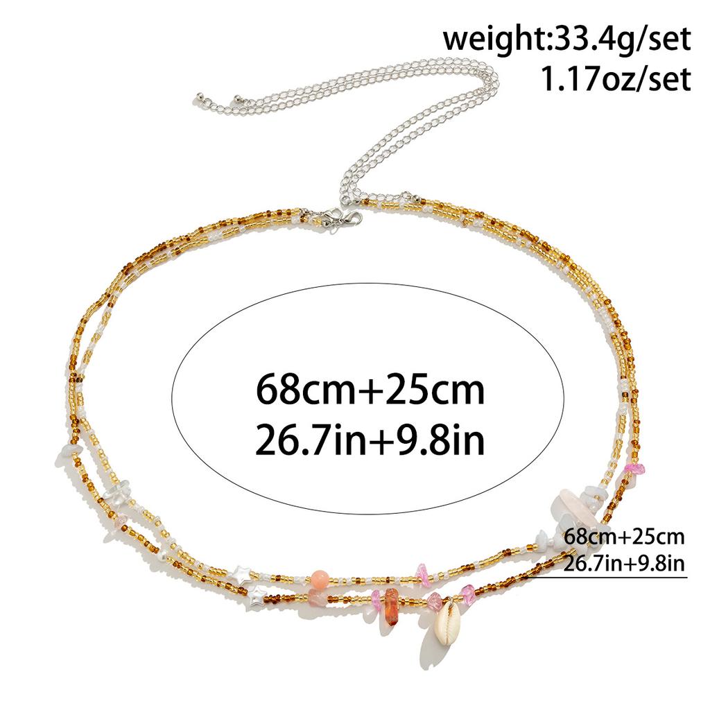 Sexy Shell Beaded Rice Beads Multi-Layer Body Chain, Holiday Idyllic Contrasting Gravel Waist Chain For Women