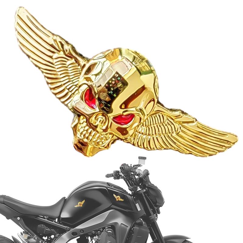 3D Metal Skull Angel Wings Car Decal Car Emblem Bumper Decoration Sticker Skull Head Motorcycle Tank Decal For Car Accessories