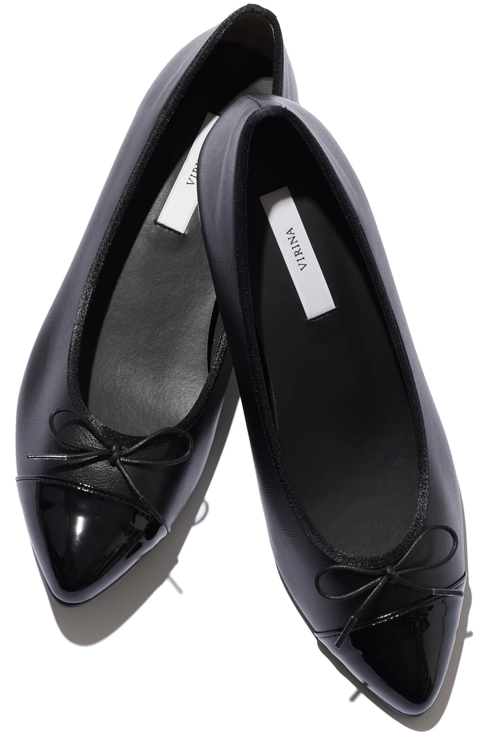 

VIRINA Балетки на пуантах Сделано в Остроносые 1 см Подходят для всех Синтетический Пена с памятью Черный лак Размер 24 см Женские балетки, Япония, Носок, Каблук, 2E, Погода, чёрный