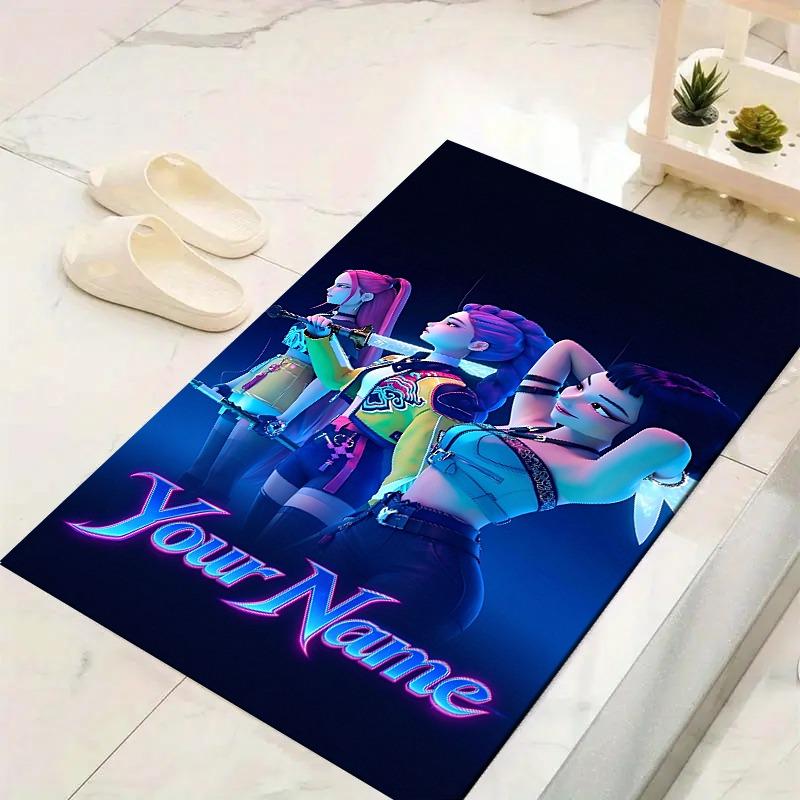Custom 1Pc Virtual Pop Girl Group Flannel Personalized Rug Non Slip Floor Mat Soft Carpet for Living Bedroom Office Home Decor Gift