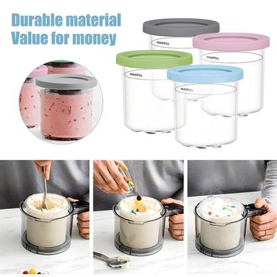 1/4 st Creami Pintar och Lock för Ninja Glassburkskylare BPA-fri Diskmaskinssäker Förvaringsbehållare för Glass Kompatibel med NC299AMZ NC300s