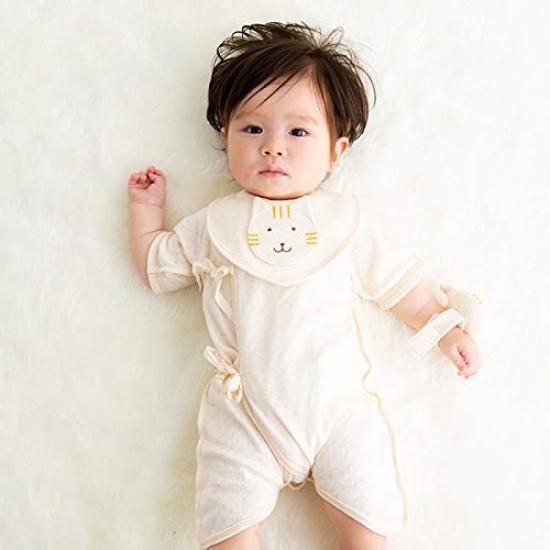 Y-1288 Pumpkins BABY 100% Organic Cotton [Cat Series] Cat Mini Bib Made in Japan (Natural)